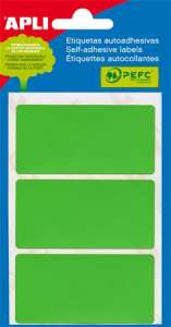 APLI Etikett, 34x67 mm, kézzel írható, zöld, APLI, 15 etikett/csomag