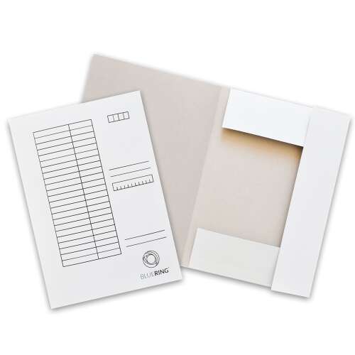 Bluering A4 document folder with table, 230g cardboard, white, open