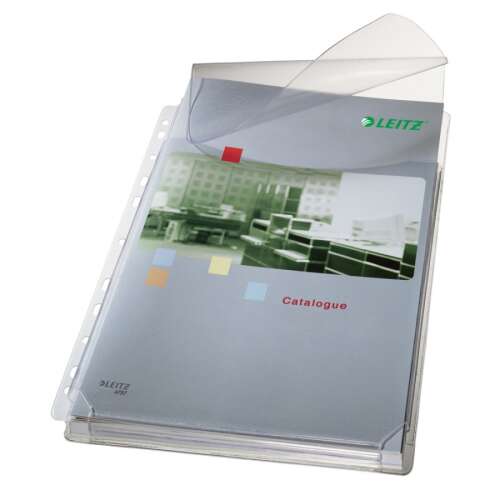 Leitz A4 Genotherm expanding pocket with flap, 170 micron, clear, 5 pack