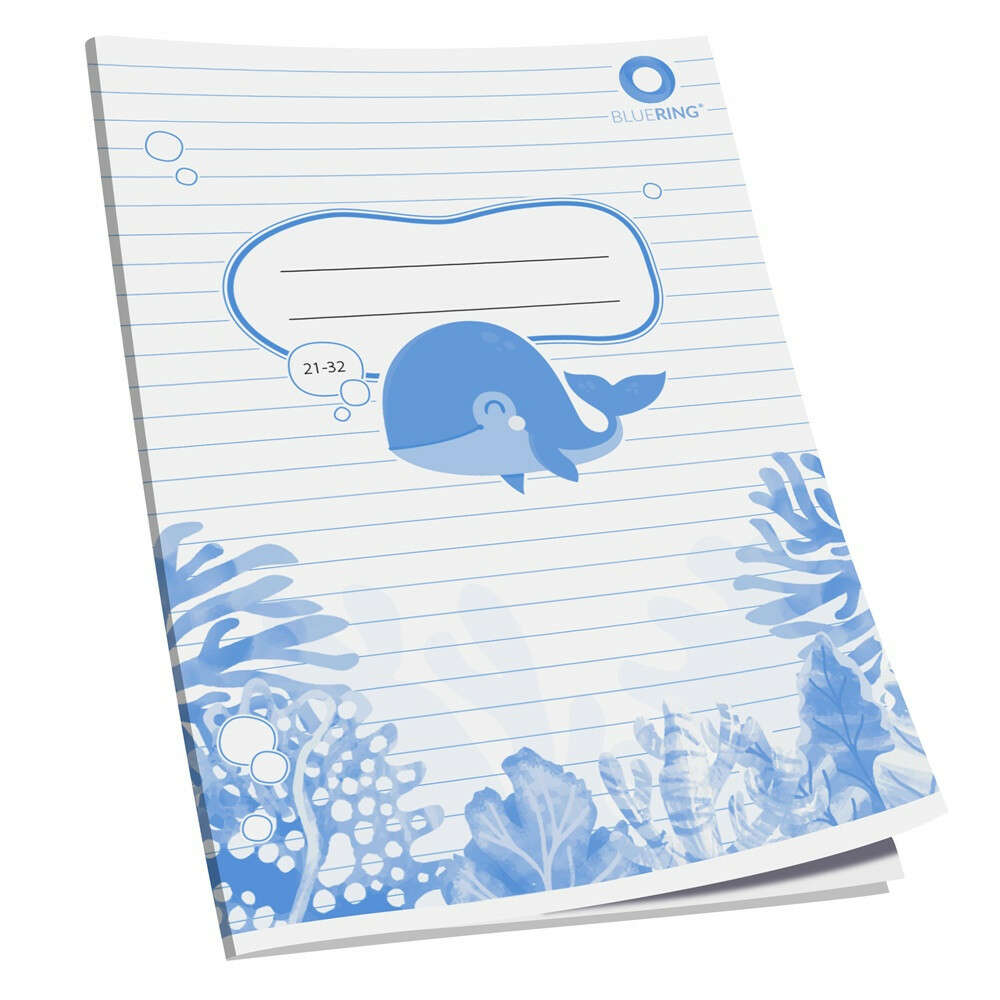 Füzet A5, 32lap, vonalas 21-32 4-8 osztályos Bálnás Bluering®