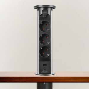 Delight Motoros pop-up socket, extended view showing power outlets and USB ports. - Delight Power Strip