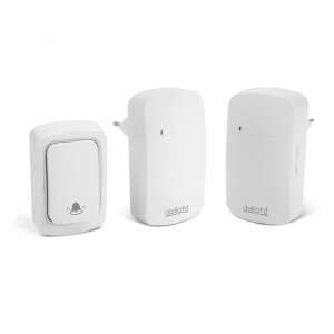 Delight Kinetic Wireless Digital Doorbell, white, 2 indoor units, battery-free, 38 melodies, 100m range - Doorbell, Chime Bell