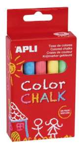 APLI Chalkboard chalk, round, 10 pieces, APLI, mixed colours