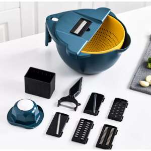 Multifunkciós konyhai szeletelő és aprító, 9 részes, a készlet összes része látható - Bewello