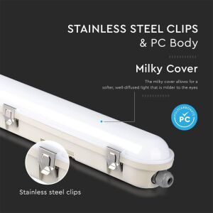 V-TAC LED Csőlámpatest - 150cm - 48W - IP65 131639374 - Fénycsöves lámpa