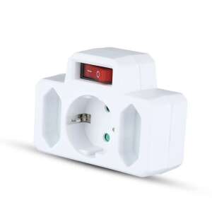 V-TAC fali elosztó 3 aljzattal és kapcsolóval - V-TAC