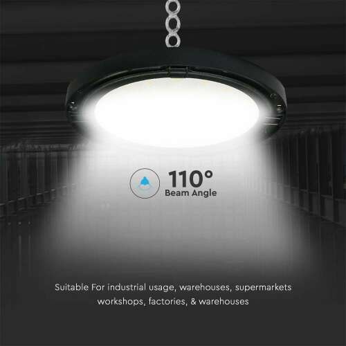V-TAC 150W LED csarnokvilágító lámpa, 110° sugárzási szög, hideg fehér, IP65, raktárakba, gyárakba és szupermarketekbe alkalmas - Csarnokvilágító