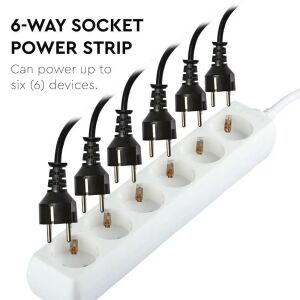 V-TAC 6-os elosztó csatlakoztatott dugókkal - V-TAC