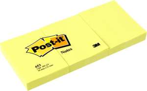 3M Post-it Note, 3 pachete cu câte 100 foi, 38x51 mm, galben canar - Carnete notițe