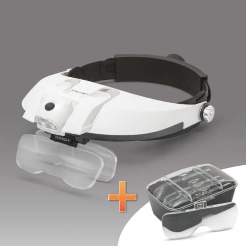 Headband magnifier with LED light and double lens, Handy brand