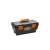 Handy tools 16 inch black plastic tool box with orange accents, closed