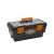 Handy tools 16 inch black plastic tool box with orange accents, closed