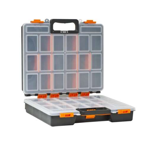 Double-sided organizer box with 32 compartments, 380 x 330 x 120 mm