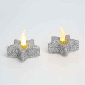 Ezüst csillag alakú LED teamécsesek, 2 db-os szett - Mécses