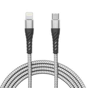 Delight 1 meter Lightning to Type-C braided cable, grey - Cable