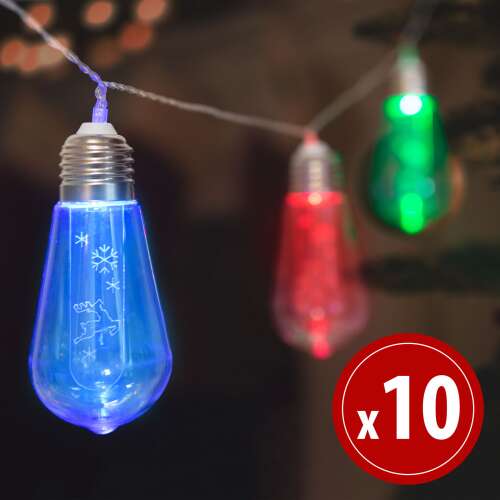 LED String Lights - Bulb - 10 LEDs - 1.9 meters - Colorful - 2 x AA