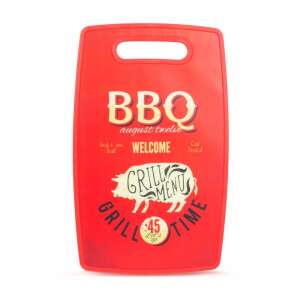 BBQ Cutting Board, Red Plastic Chopping Board with Grill Menu Design, 37x23 cm - Cutting board
