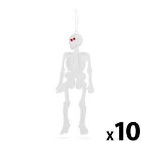 Glow in the dark skeleton Halloween decoration, white plastic skeleton with red eyes, hanging decoration - Halloween decoration