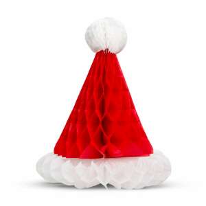 Red and white Santa hat shaped honeycomb paper Christmas decoration - Christmas