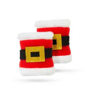 Set de 2 inele de servetel cu motivul lui Moș Crăciun, roșu și alb cu cataramă aurie, 8 x 8 cm - Depozitare și organizare