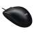 Angled view of Logitech M100 black wired optical mouse