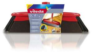 Vileda DuActiva 2 in 1 Broom with Dustpan, red and black, for cleaning floors