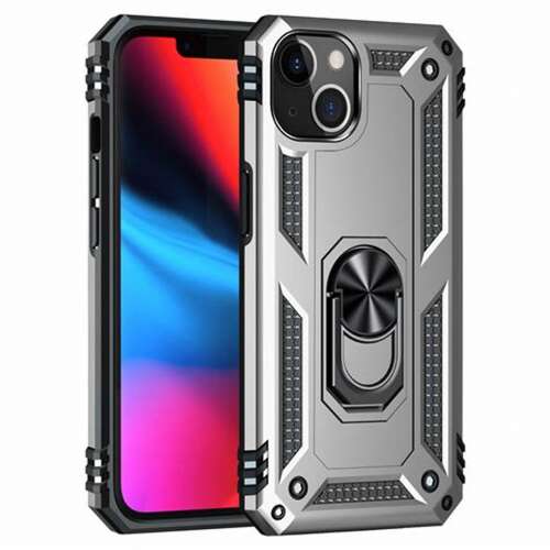 Huawei P30 Lite ütésálló tok gyűrűs tartóval fekete-ezüst színben 