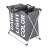 Grey 3-compartment laundry hamper with metal frame, labeled 'Dark', 'Light', and 'Color', folded
