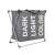 Grey 3-compartment laundry hamper with metal frame, labeled 'Dark', 'Light', and 'Color', folded