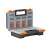 Professional double organizer toolbox with 16 compartments, 8 fixed and 2 adjustable compartments, black and orange
