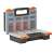 Professional double organizer toolbox with 16 compartments, 8 fixed and 2 adjustable compartments, black and orange