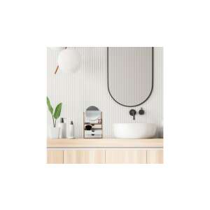 KISAM Kozmetikai Tükör 3 Fiókkal, Smink Tároló, Fa Hiúsági Tükör 3x Nagyítással, Fürdőszobába, Hálószobába, Fésülködőasztalra - Kozmetikai rendszerező