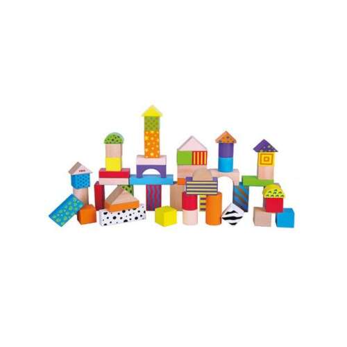 Színes fa építőkockák, 50 darabos, gyerekeknek, fejlesztő játék
