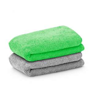 2 pack microfiber cleaning cloths, green and grey, for cleaning kitchen, bathroom, car, and more - Microfiber cloth