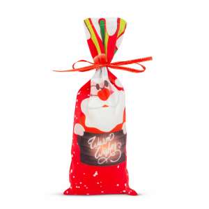 Red Santa Claus Christmas bottle bag with ribbon, perfect for gifting wine or other drinks - Gift wrapping