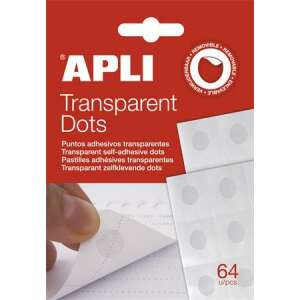 APLI Transparent Dots samoprzylepne kropki, przezroczyste, opakowanie 64 sztuk - APLI