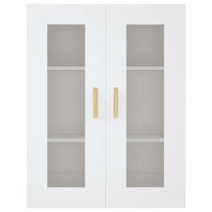 vidaXL fehér faliszekrény üveg ajtókkal és polcokkal - Faliszekrény