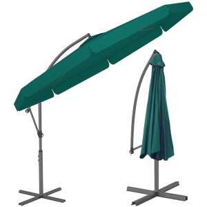 Funfit umbrelă de grădină înclinabilă premium cu cadru din oțel și manivelă 3,5m #verde