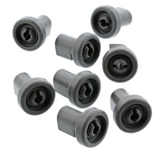 Zestaw 8 szarych plastikowych rolek do górnego kosza zmywarki - Akcesoria do dużych urządzeń gospodarstwa domowego