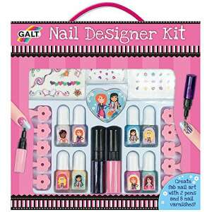 Galt Nail Designer Kit, pink box with nail polish, nail art pens, stickers, and other accessories - Vanity Table, Makeup Set, Fragrance
