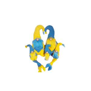 Kézműves manó szett, 5 db, kék és sárga színben, 2 nagy ülő manó, 2 lógó lábú manó, 1 kis ülő manó - Nonbrand Karácsonyi dekoráció