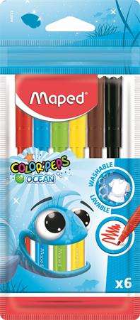 MAPED Filctoll készlet, 2 mm, kimosható, MAPED "Color`Peps Ocean", 6 különböző szín