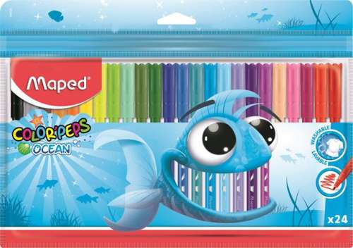 MAPED Filctoll készlet, 2 mm, kimosható, MAPED "Color`Peps Ocean", 24 különböző szín