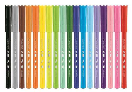 Markere lavabile MAPED Color`Peps Ocean, 18 culori, vârf de 2 mm