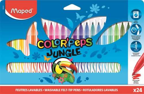 MAPED Filzstift-Set, 2,8 mm, abwaschbar, MAPED "Color`Peps Jungle", 24 verschiedene Farben