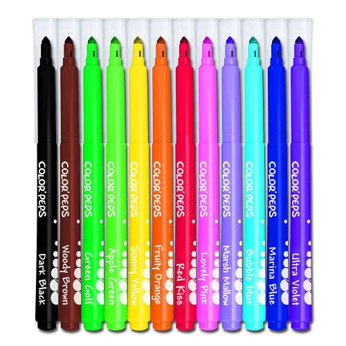 MAPED Color'Peps Long Life washable felt-tip pens, 12 assorted colors