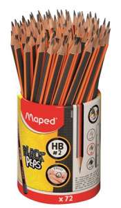 Maped Black`Peps creion de grafit triunghiular, suport pentru creion HB (72buc) 31570236 Creioane grafit