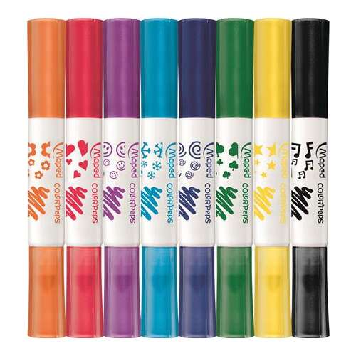 Set od 8 dvostranih markera Maped Color'Peps Duo Stamp, s 8 različitim bojama i pečatima
