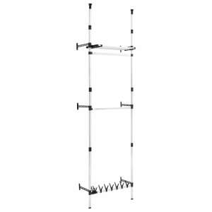 vidaXL Telescopic Wardrobe System with Rods and Shelf, Silver and Black, Aluminum and Plastic, 70-110 x 28 x 250-300 cm - Clothing Rack