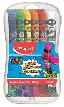 MAPED Tempera-Set, 12 Stück in Kunststoffbox, MAPED